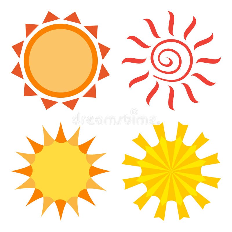 Sun, Colored Set, Vector Illustration Stock Illustration - Illustration ...