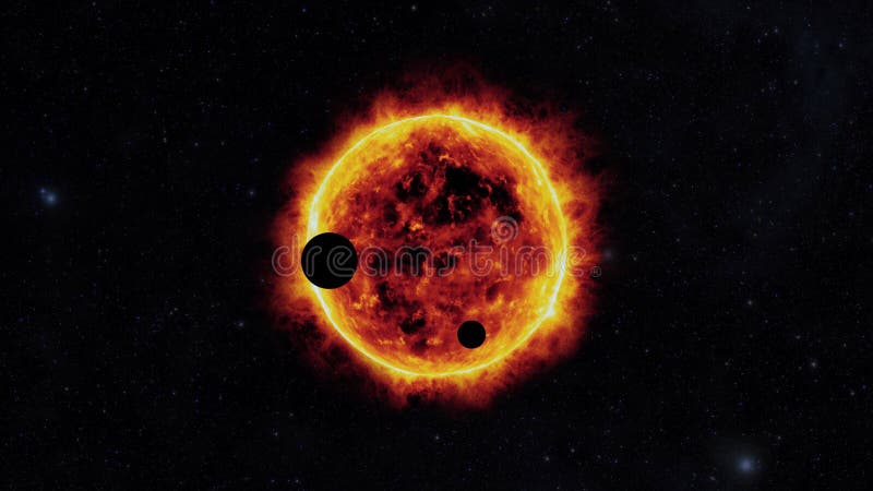Sun com exoplanets ilustração stock Sun com exoplanets ilustração stock