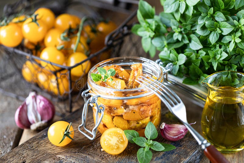 Sun Dried Tomatoes with Olive Oil in a Jar Stock Image Image of dried