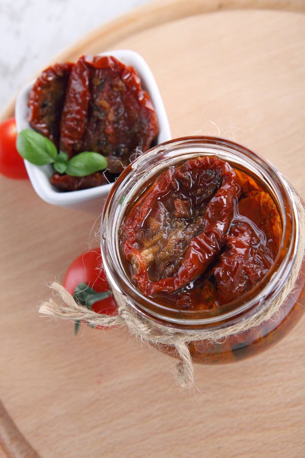 Sun Dried Tomatoes with Olive Oil in a Jar Stock Image Image of dried