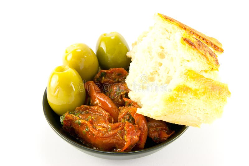 Sun Dried Tomatoes, Olives and Crusty Bread