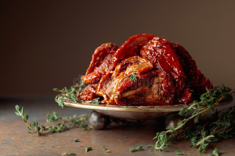 Sundried Tomatoes with Thyme in Olive Oil Stock Photo Image of