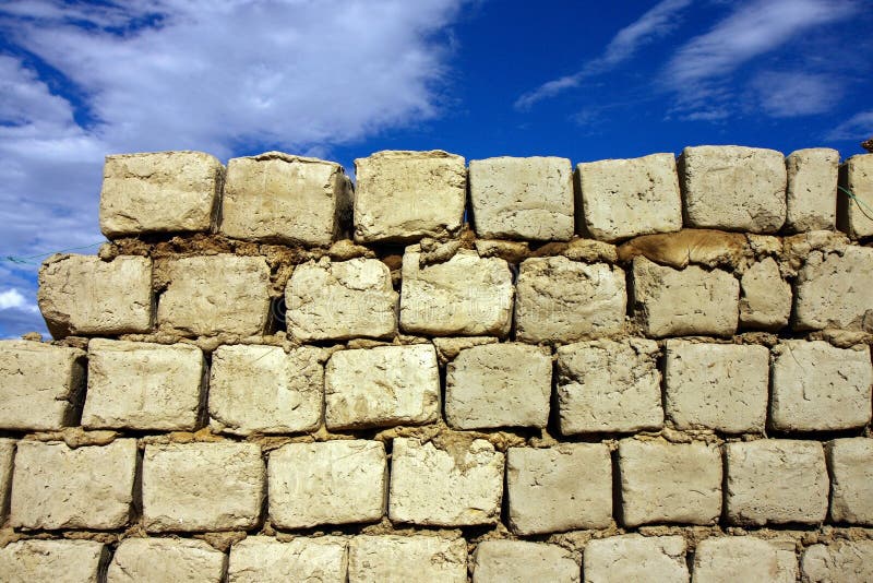 Sun dry mud bricks wall