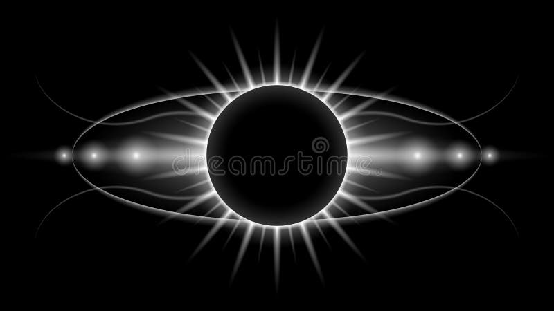 Sun Eclipse Color Fire Dark Background Vector Moon Design Style Space ...