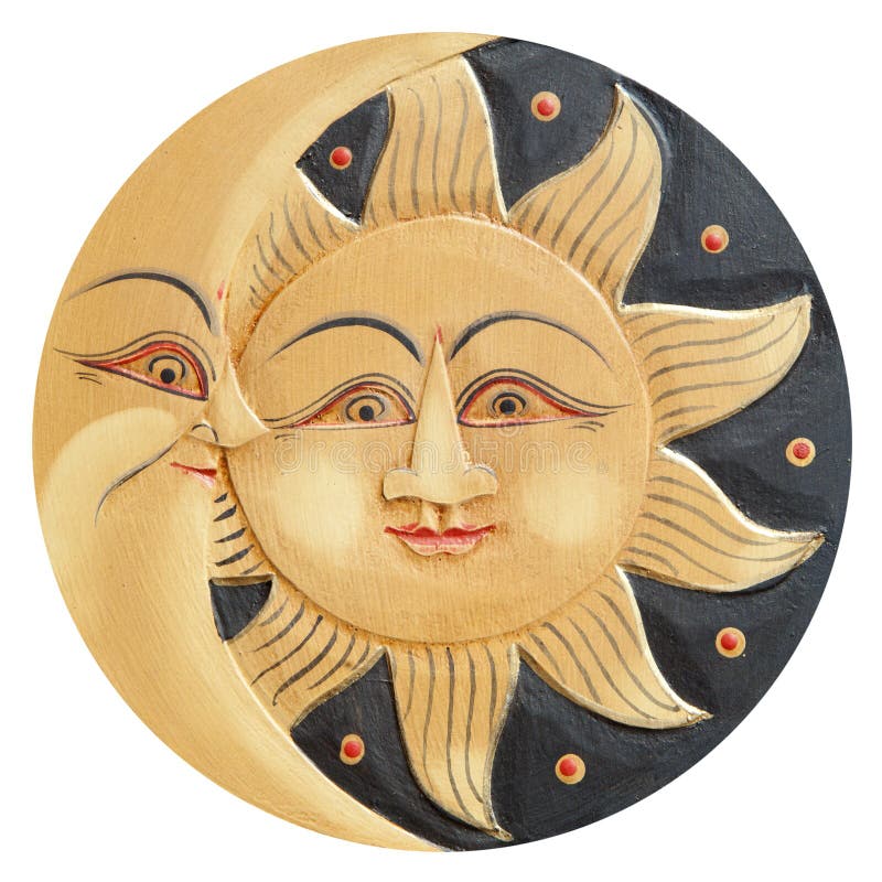 Sun ed antico della luna scolpito