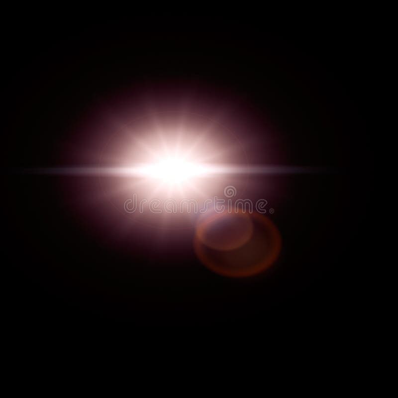 Star in white on transparent black background. Sun flare with rays