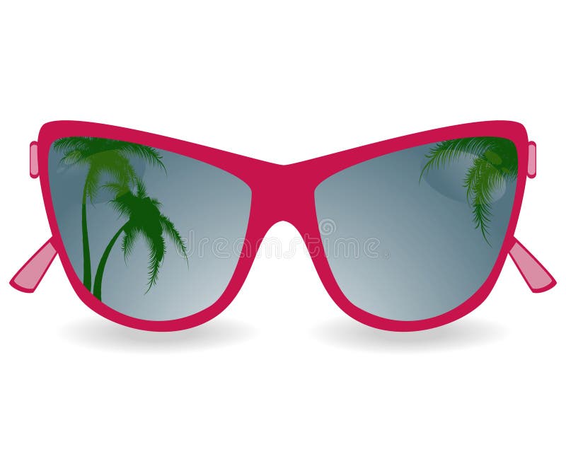 Sun glasses with reflexion of palm trees