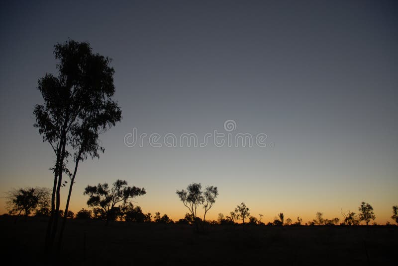 Sun Going Down in the Australian Outback, Night Sky Stock Image - Image eucalyptus, nightfall: 150797197