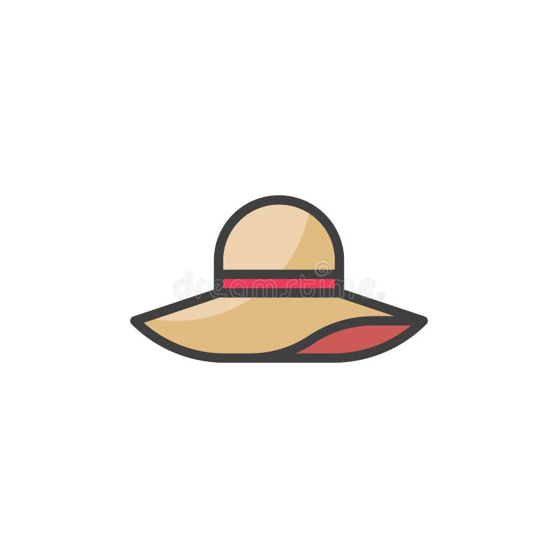 Sun Hat Filled Outline Icon Stock Vector - Illustration of linear ...