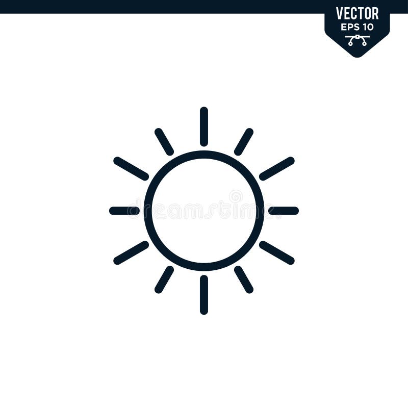 Sun Icon Collection Outlined Style, Editable Stroke Stock Vector ...