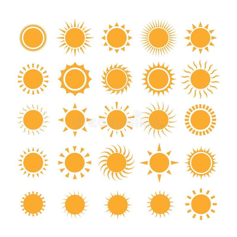 Sun icon set stock vector. Illustration of rounded, circle - 165017430