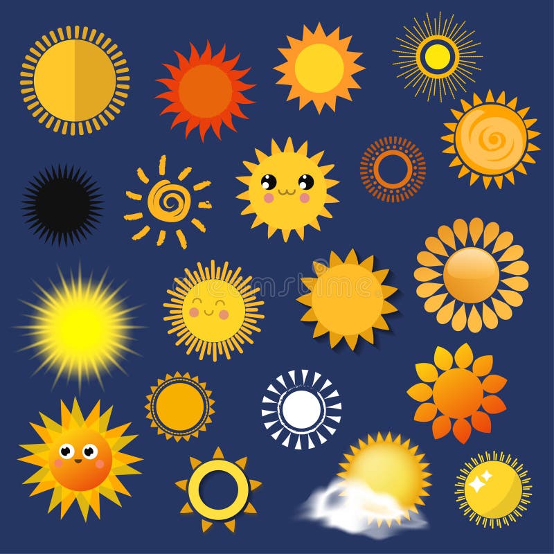 Sun jaunissent la collection ensoleillée d'icônes de symbole de style de planètes de temps de vecteur de saison différente d'illu illustration de vecteur Sun jaunissent la collection ensoleillée d'icônes de symbole de style de planètes de temps de vecteur de saison différente d'illu illustration de vecteur