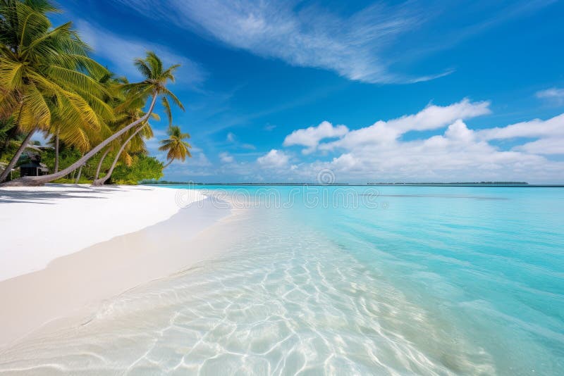 Sun-kissed Maldives ocean beach. Tropical paradise. Generate Ai AI generated. Sun-kissed Maldives ocean beach. Tropical paradise. Generate Ai AI generated