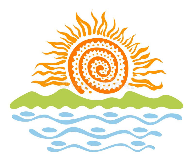 Sun in the landscape vector illustration