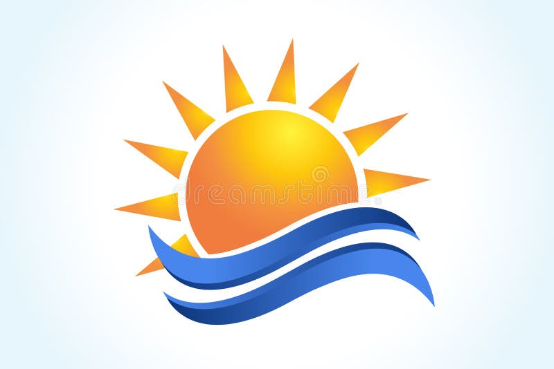 Sun and waves icon logo vector image