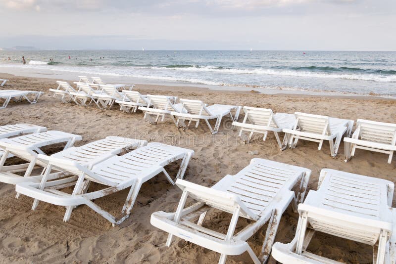 Sun loungers stock image. Image of spain, tourism, plastic - 20750541