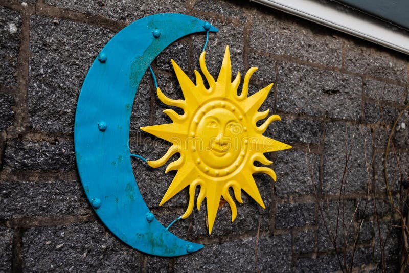 Sun and Moon Garden Wall Decoration Stock Photo Image of brick