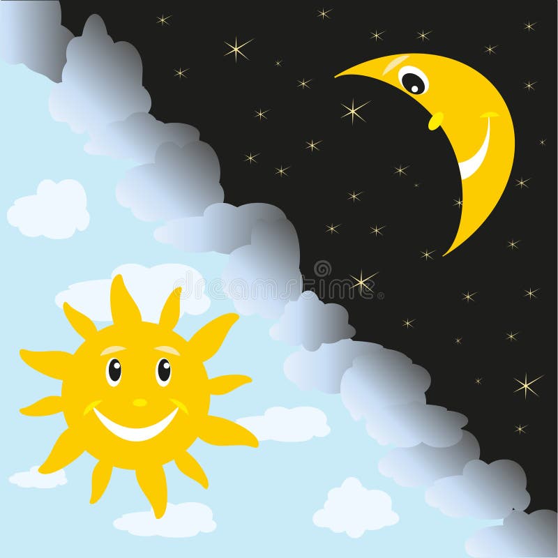Sun och moon vektor illustrationer Sun och moon vektor illustrationer