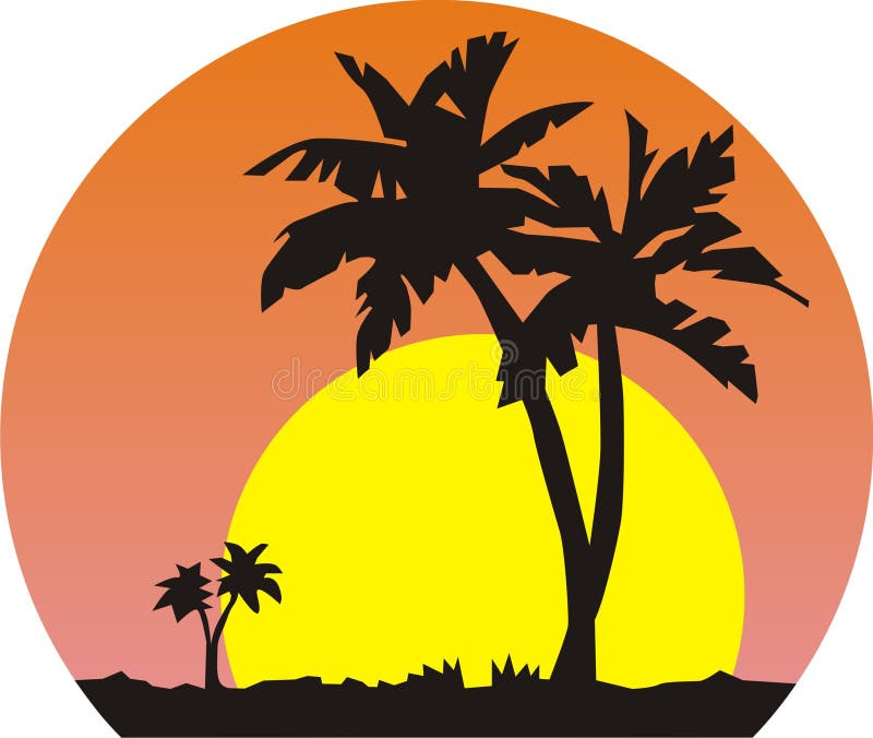 Sun and palm trees