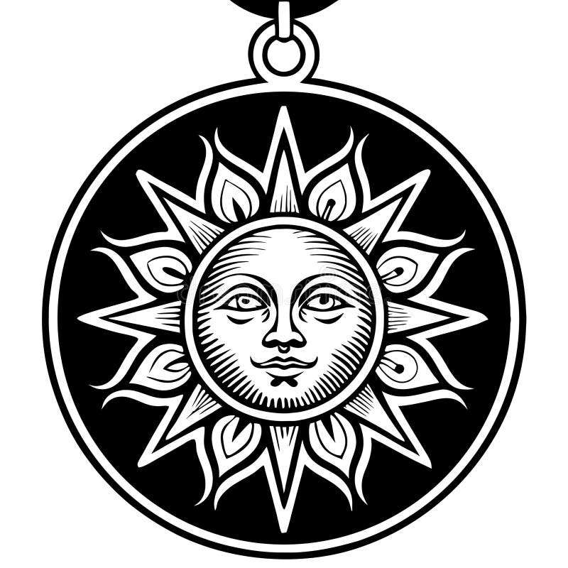 Stylized Sun and Moon Necklace Stylized Sun and Moon Necklace