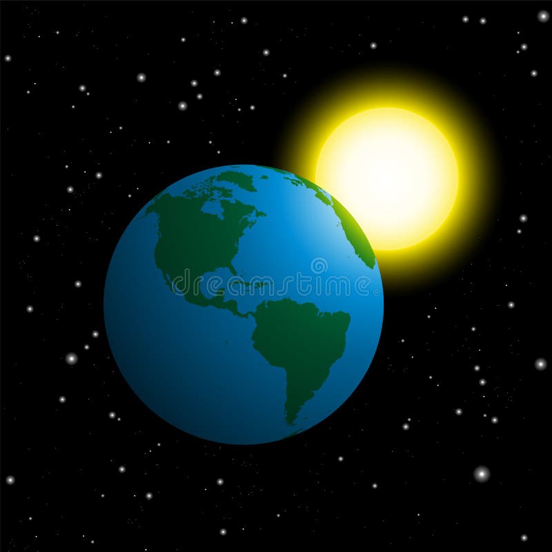Sun And Planet Earth In Space vector illustration Sun And Planet Earth In Space vector illustration