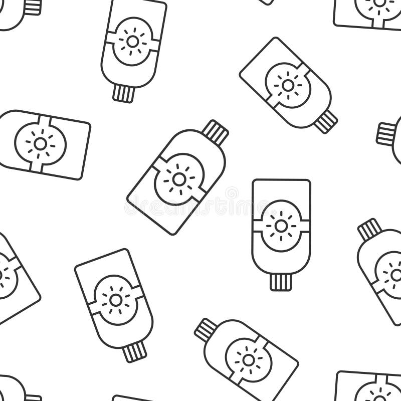 Sun Protection Icon in Flat Style. Sunblock Cream Vector Illustration