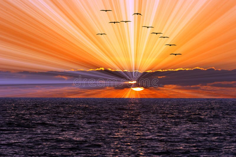 Sun Ray Ocean Sunset