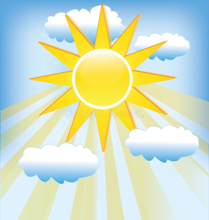 Sun Rays and Clouds Icon Logo Stock Vector - Illustration of hill,  computer: 99079720