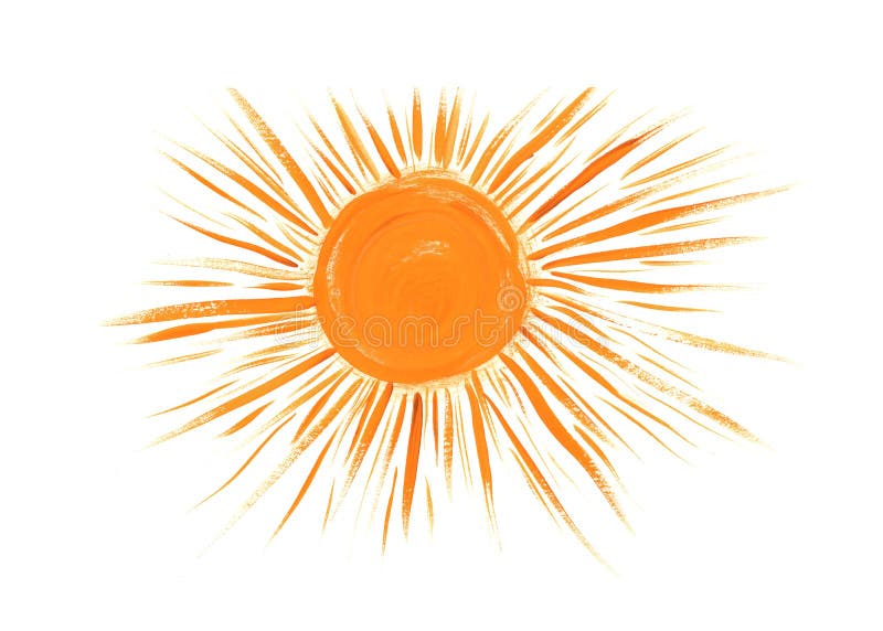 Sun rays flat icon, drawn closeup silhouette isolated on white background. Artistic logo design