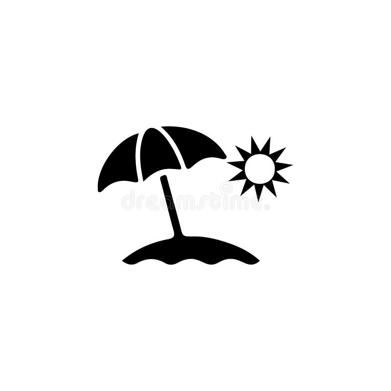 Sun-Regenschirmikone Einfache Ikone der Strandurlaube Reiseelementikone Erstklassiges Qualitätsgrafikdesign Zeichen, Entwurfssymb lizenzfreie abbildung