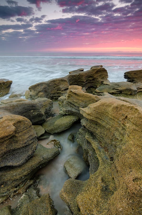 Tide pools in Marineland, Florida at sunrise