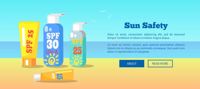 Sun Safety Banner Depicting Sunscreen lotions