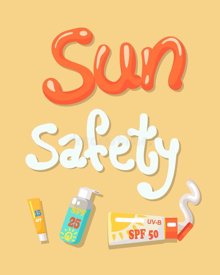 Sun Safety Poster Elements Vector Illustration