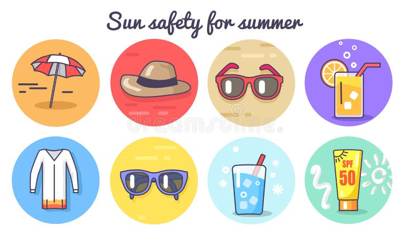Sun Safety for Summer Poster Vector Illustration