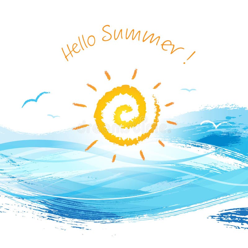 Sun setting behind splashing water wave royalty free illustration