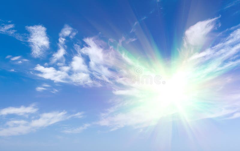 Sun shine on blue sky