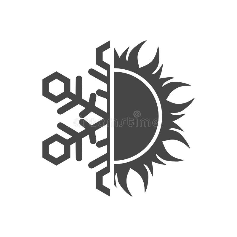 Sun and snowflake icon stock vector. Illustration of christmas 146534382