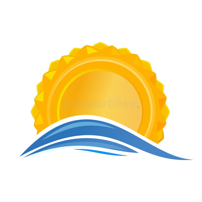 Sun sobre el mar Icono del logotipo de la salida del sol libre illustration Sun sobre el mar Icono del logotipo de la salida del sol libre illustration