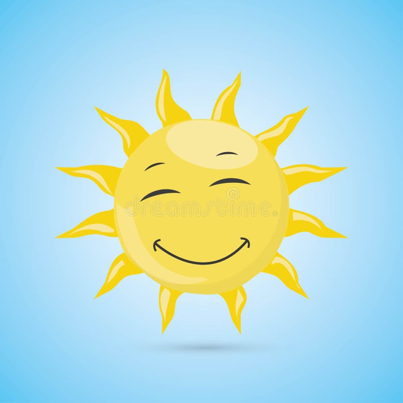 Sun Sonriente Simple Amarillo Con El Personaje De Dibujos Animados Cerrado  De Los Ojos Stock de ilustración - Ilustración de verano, brillante:  117569999