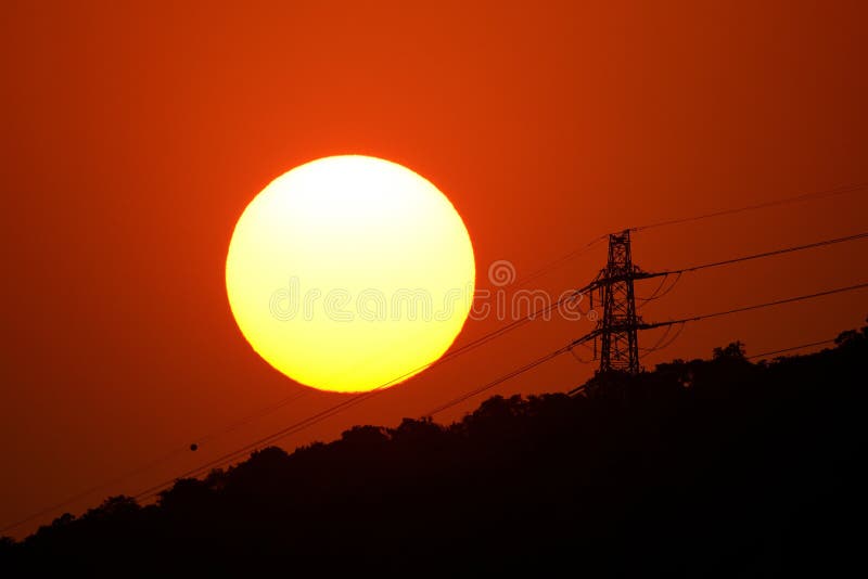 Sun on the steel wire royalty free stock photos