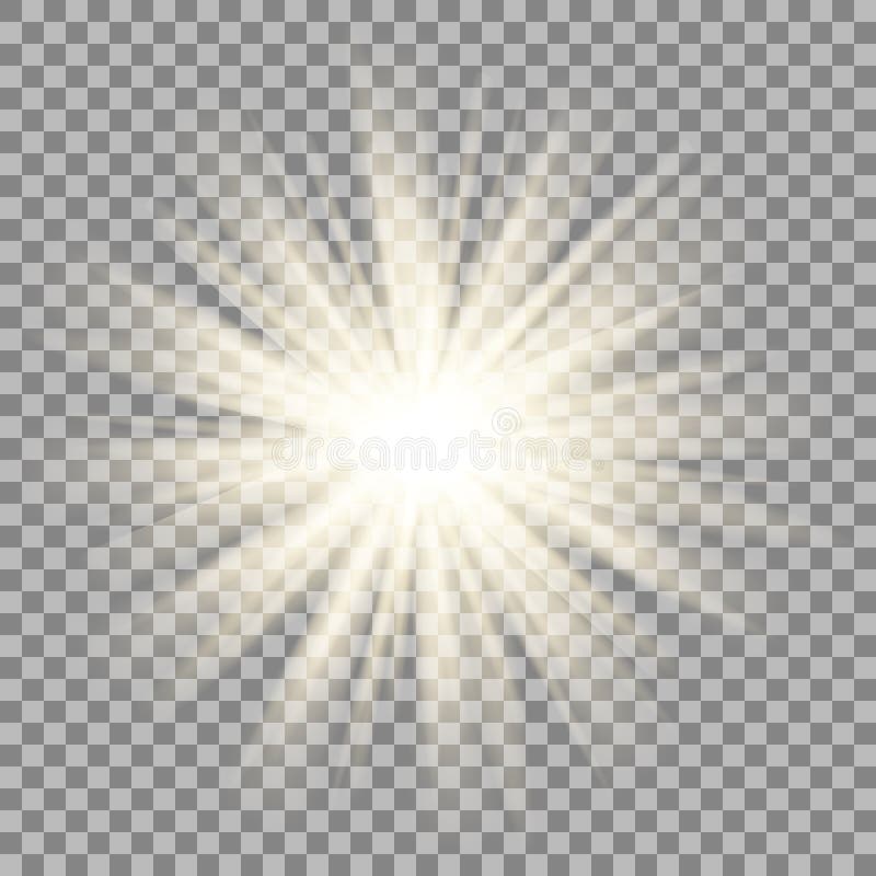 Sun-Strahlen auf transparentem Hintergrund Sternaufflackerneffekt stock abbildung