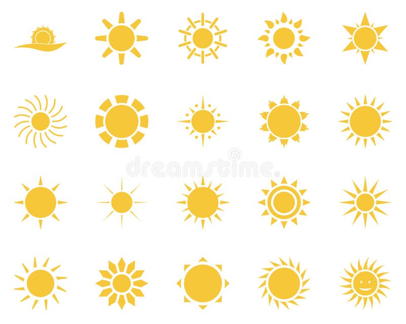 Sun. Summer time icon set stock illustration. Illustration of time ...