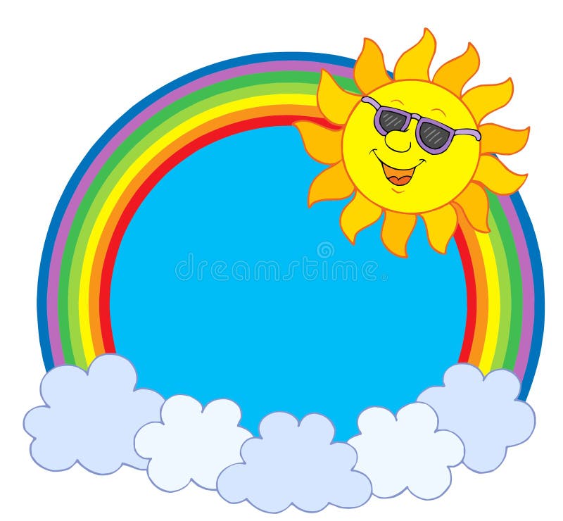 Sun with sunglasses stock vector. Illustration of clouds 5826306