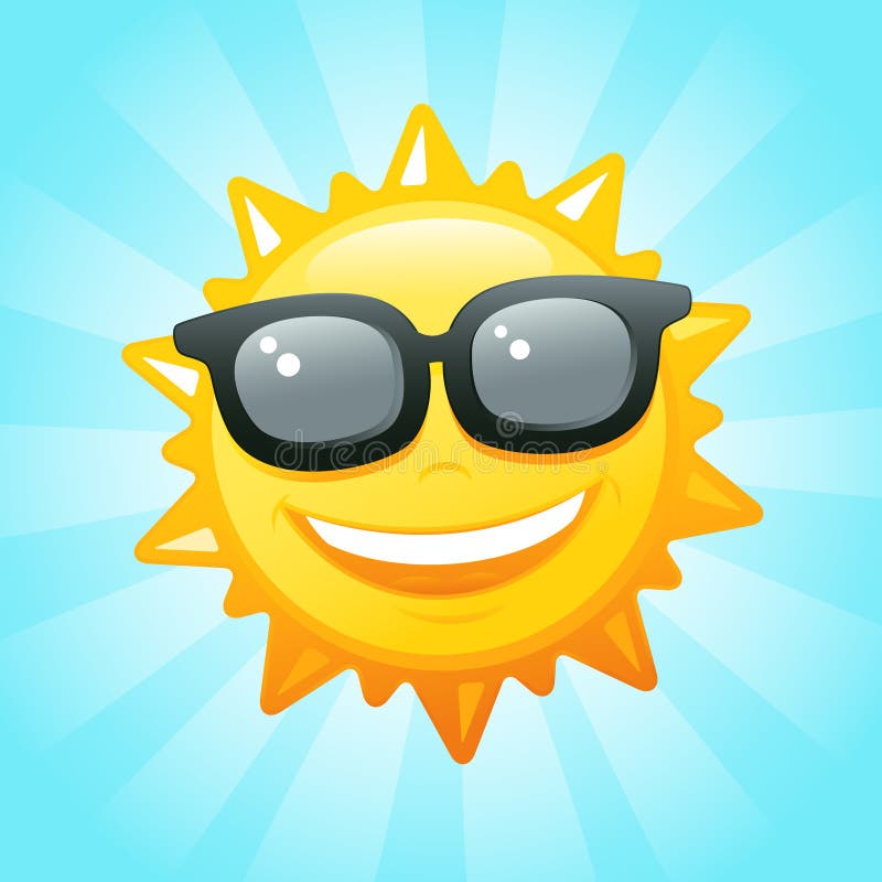 Sun with sunglasses stock vector. Illustration of postcard 34105910