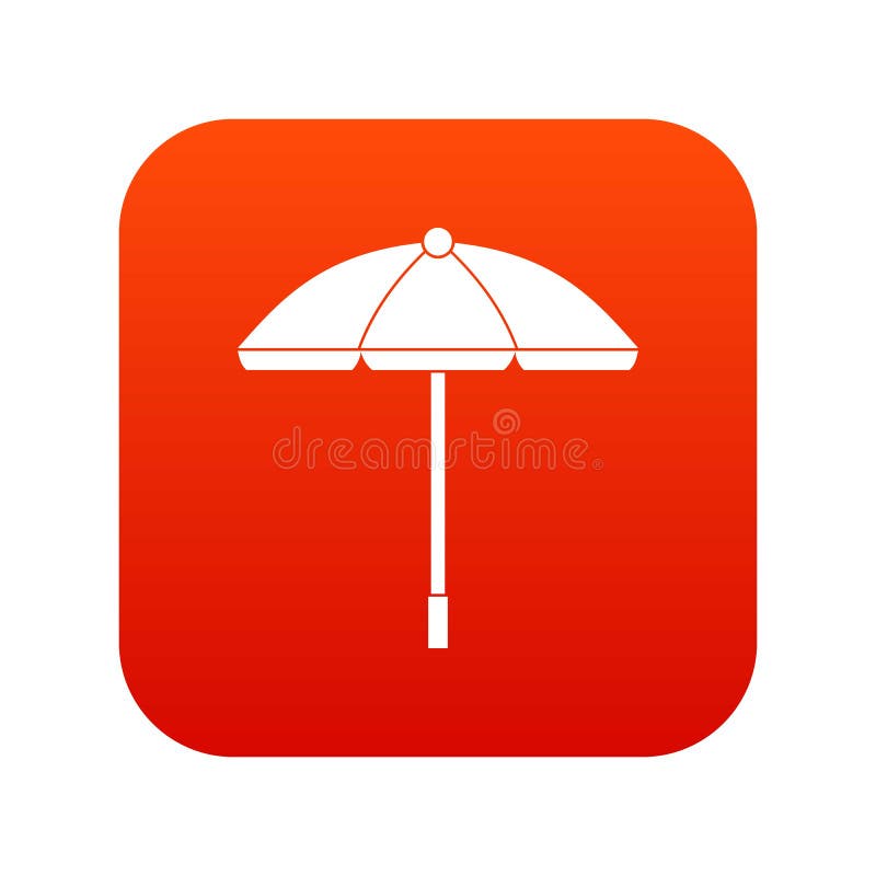 Sun Umbrella Icon Digital Red Stock Vector - Illustration of tropical