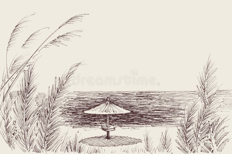 Sun umbrella on the beach stock vector. Illustration of umbrella