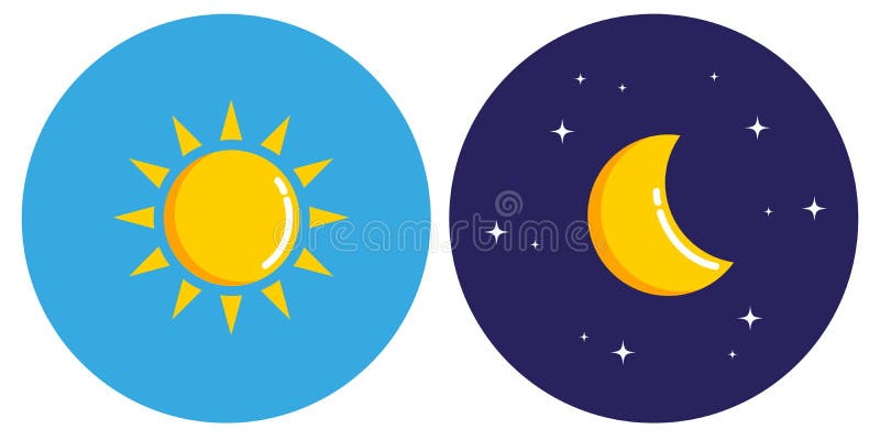Sun und Mond im Konzept des Kreises Tag und Nacht stock abbildung Sun und Mond im Konzept des Kreises Tag und Nacht stock abbildung