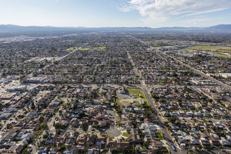 Sun Valley Kalifornien Antenn Arkivfoto Bild av stadsbild, dimmig
