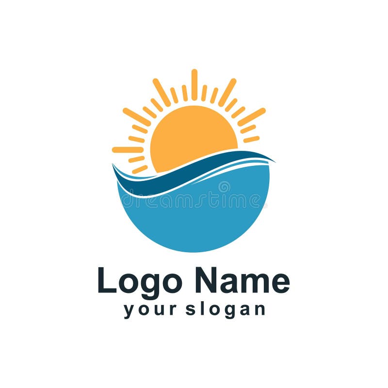 Sun,water Wave Logo Template Stock Illustration - Illustration of color ...