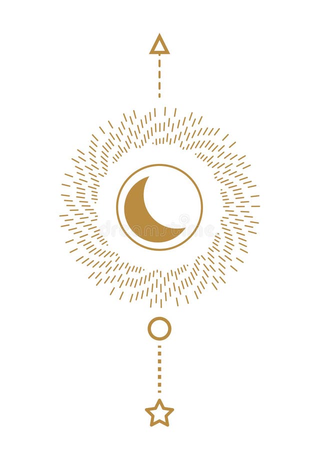 Sun y línea sagrada arte geométrico de la luna del cartel del estilo Impresi?n de la pared de la astrolog?a libre illustration Sun y línea sagrada arte geométrico de la luna del cartel del estilo Impresi?n de la pared de la astrolog?a libre illustration